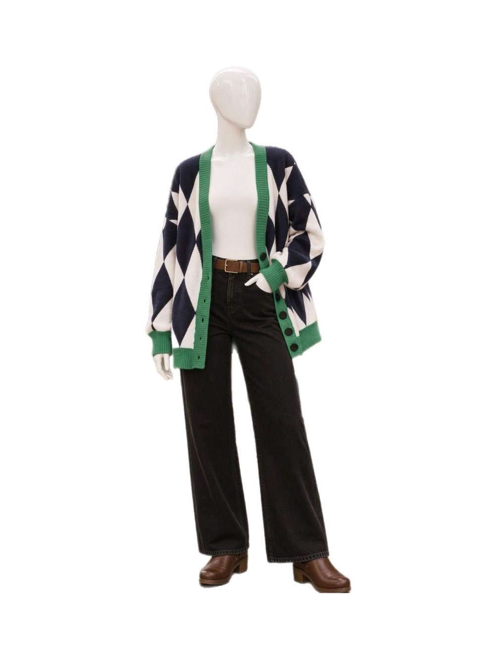 TCEC oversized argyle cardigan S M L